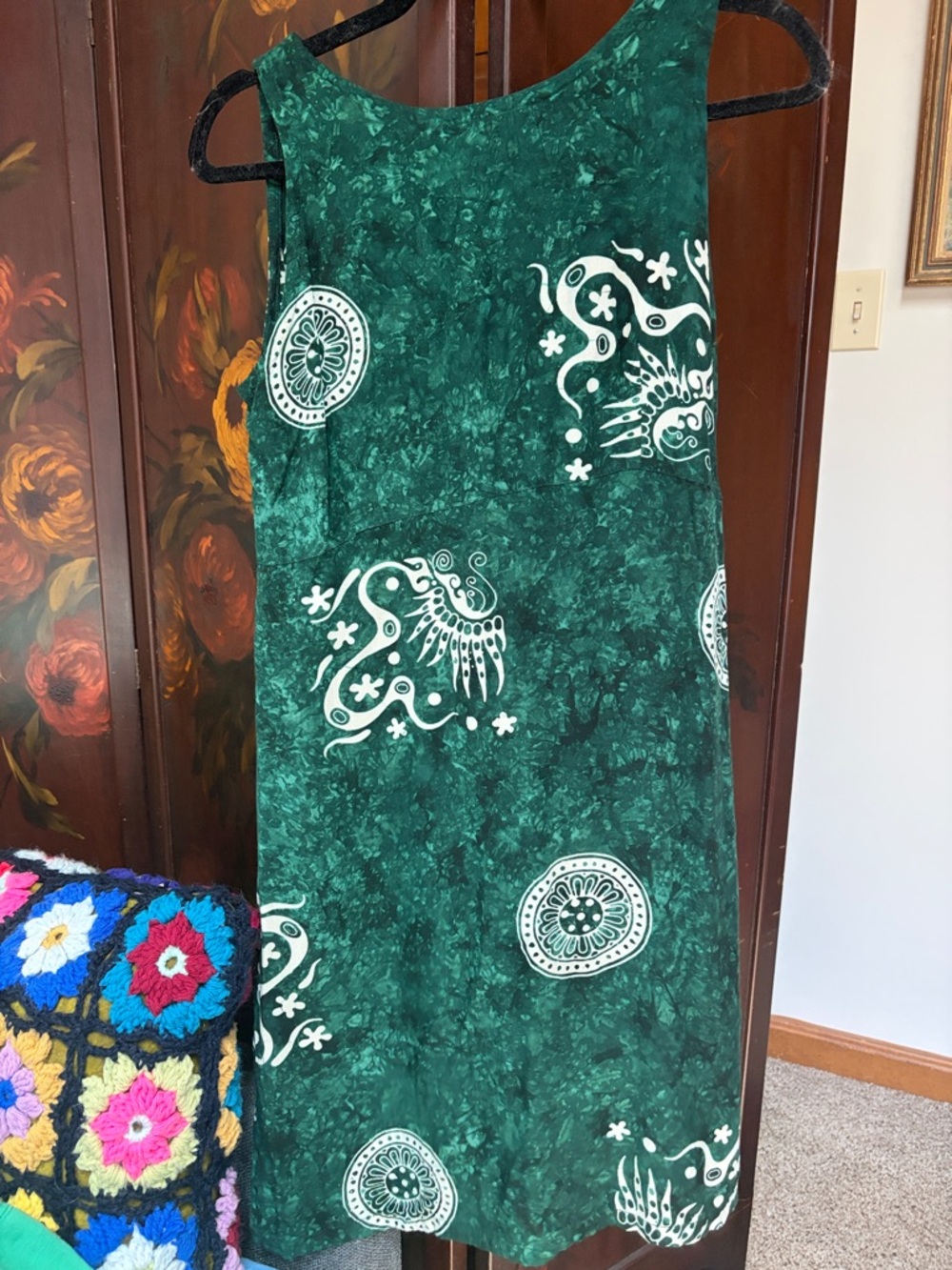 Green Printed A-Line Dress